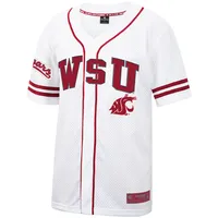 Men's Colosseum White Washington State Cougars Free Spirited Mesh Button-Up Baseball Jersey