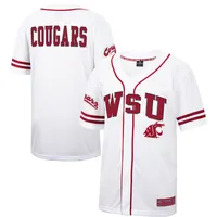 Men's Colosseum White Washington State Cougars Free Spirited Mesh Button-Up Baseball Jersey
