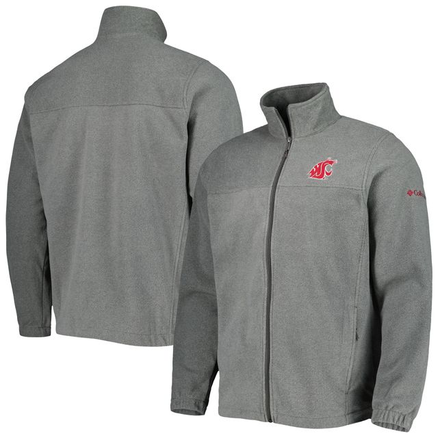 Columbia Charcoal Washington State Cougars Flanker III Fleece Team Veste à glissière pleine longueur pour homme