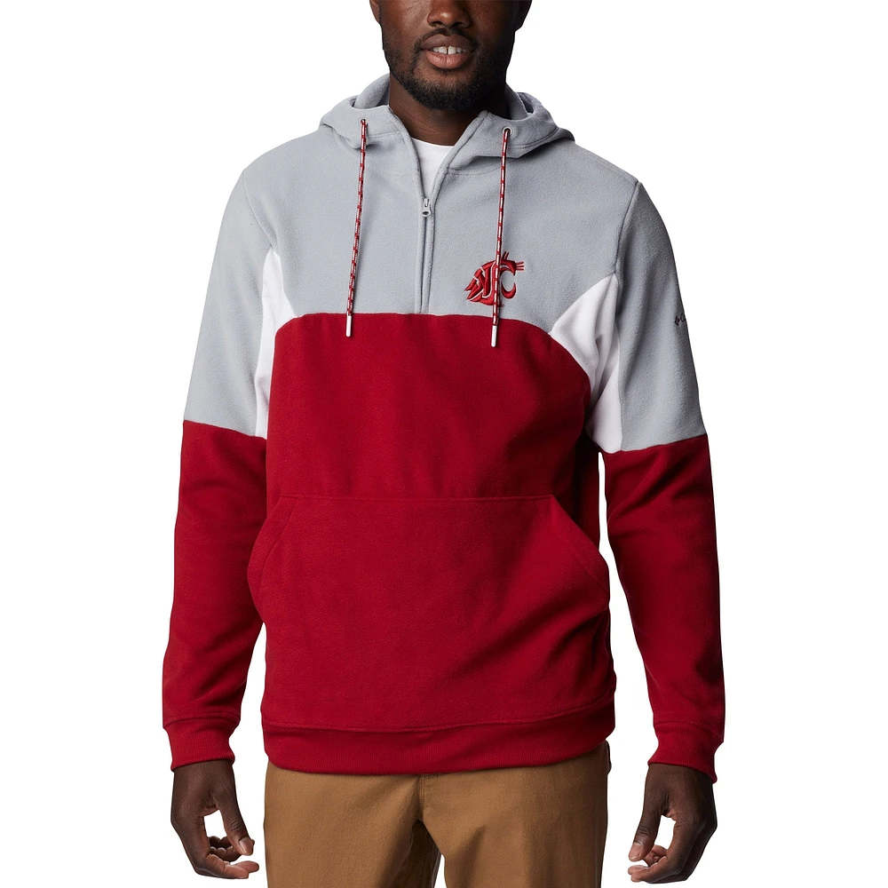 Men's Columbia Crimson Washington State Cougars Lodge Quarter-Zip Hoodie