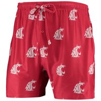 Men's Concepts Sport Crimson Washington State Cougars Flagship Allover Print Jam Shorts