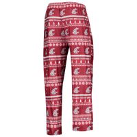 Men's Concepts Sport Crimson Washington State Cougars Ugly Sweater Long Sleeve T-Shirt and Pants Sleep Set