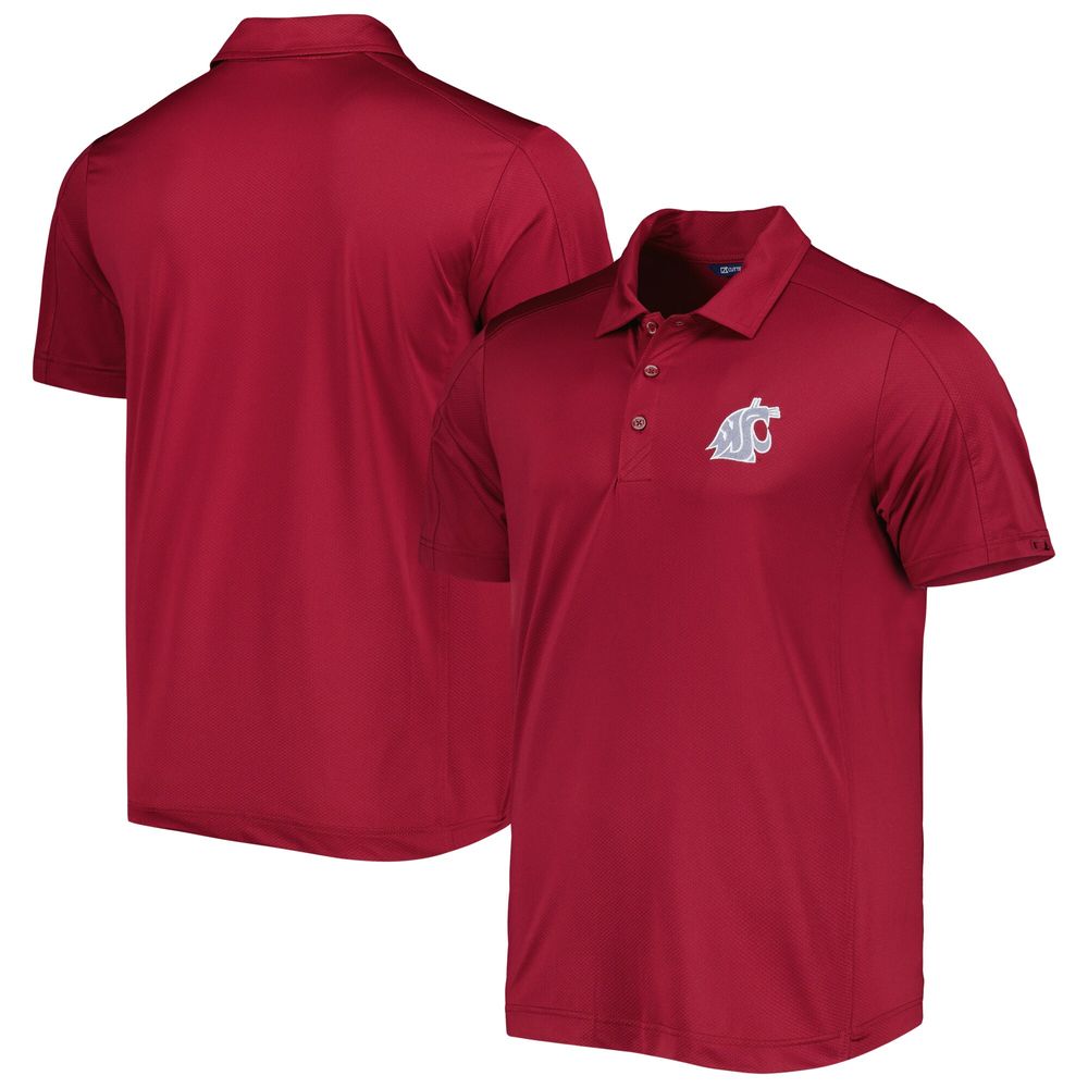 Men's Cutter & Buck Crimson Washington State Cougars Prospect Textured Stretch DryTec Polo