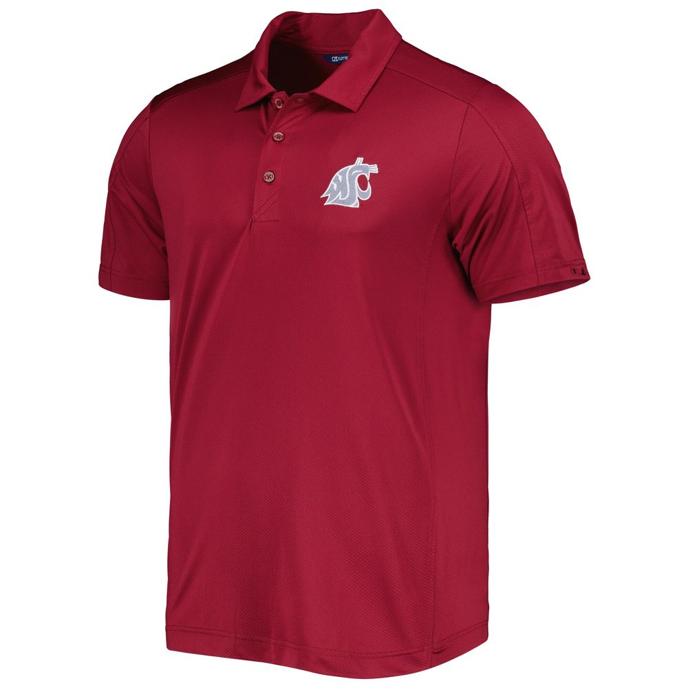 Men's Cutter & Buck Crimson Washington State Cougars Prospect Textured Stretch DryTec Polo