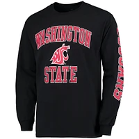 Men's Fanatics Black Washington State Cougars Distressed Arch Over Logo Long Sleeve Hit T-Shirt