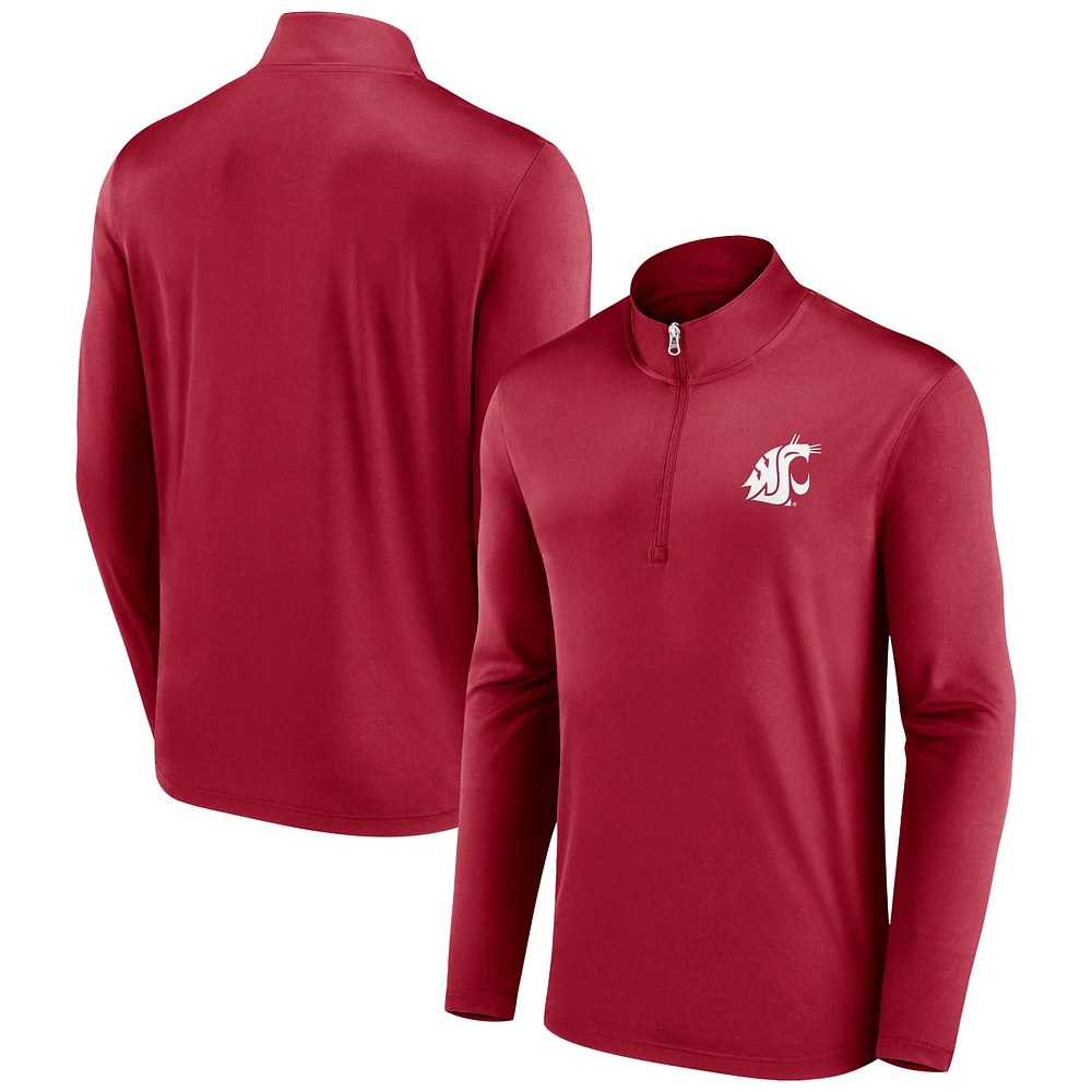 Men's Fanatics Crimson Washington State Cougars Underdog Mindset Quarter-Zip Top