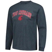 T-shirt à manches longues pour homme, couleur anthracite chiné, avec logo des Cougars de l'État Washington