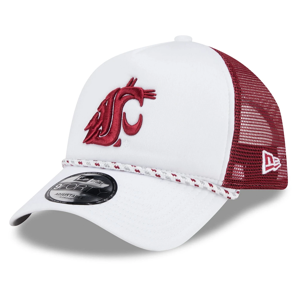 Casquette de camionneur réglable 9FORTY Washington State Cougars Court Sport Foam A-Frame blanc/cramoisi New Era pour hommes