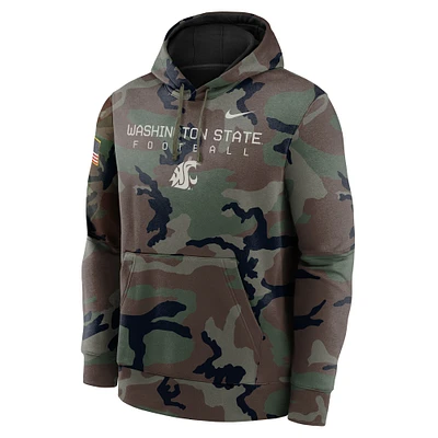 Sweat à capuche en polaire Nike Camo Washington State Cougars 2024 Military Appreciation Club pour homme