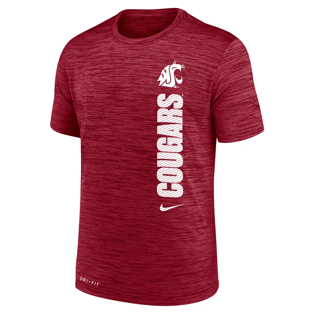 T-shirt Nike Crimson Washington State Cougars 2024 Sideline Velocity Legend Performance pour homme