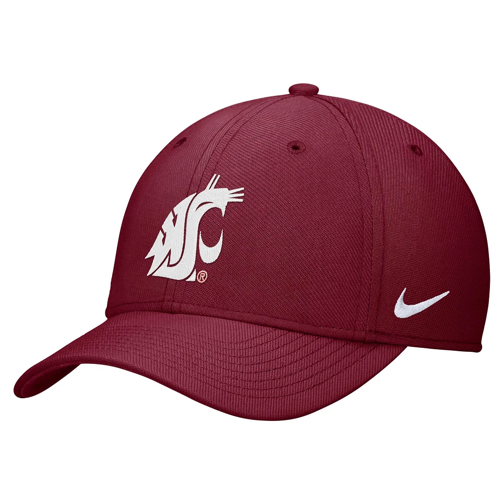 Casquette Nike Crimson Washington State Cougars 2024 Sideline Rise Swoosh Flex pour homme