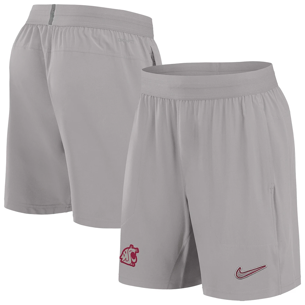 Short tissé Nike gris Washington State Cougars 2024/25 Sideline Performance pour homme