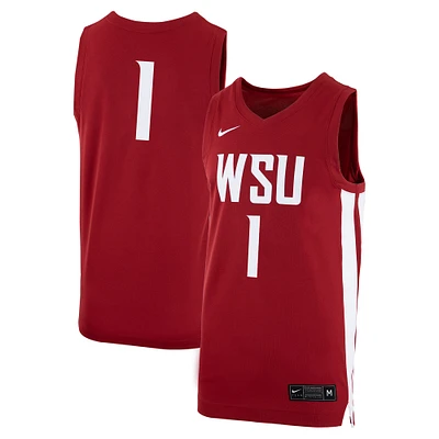 Maillot de basket-ball Nike #1 pour homme, réplique du logo des Cougars l'État Washington, cramoisi