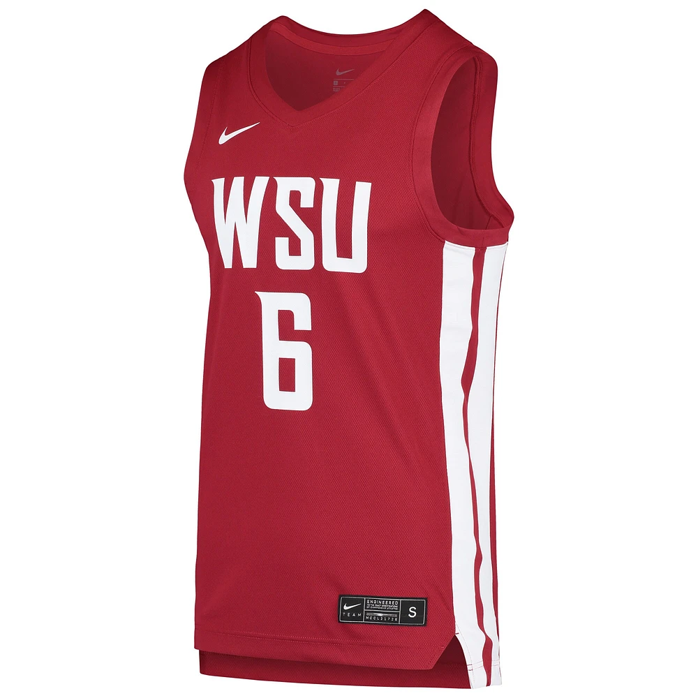 Men's Nike #6 Crimson Washington State Cougars Replica Basketball Jersey