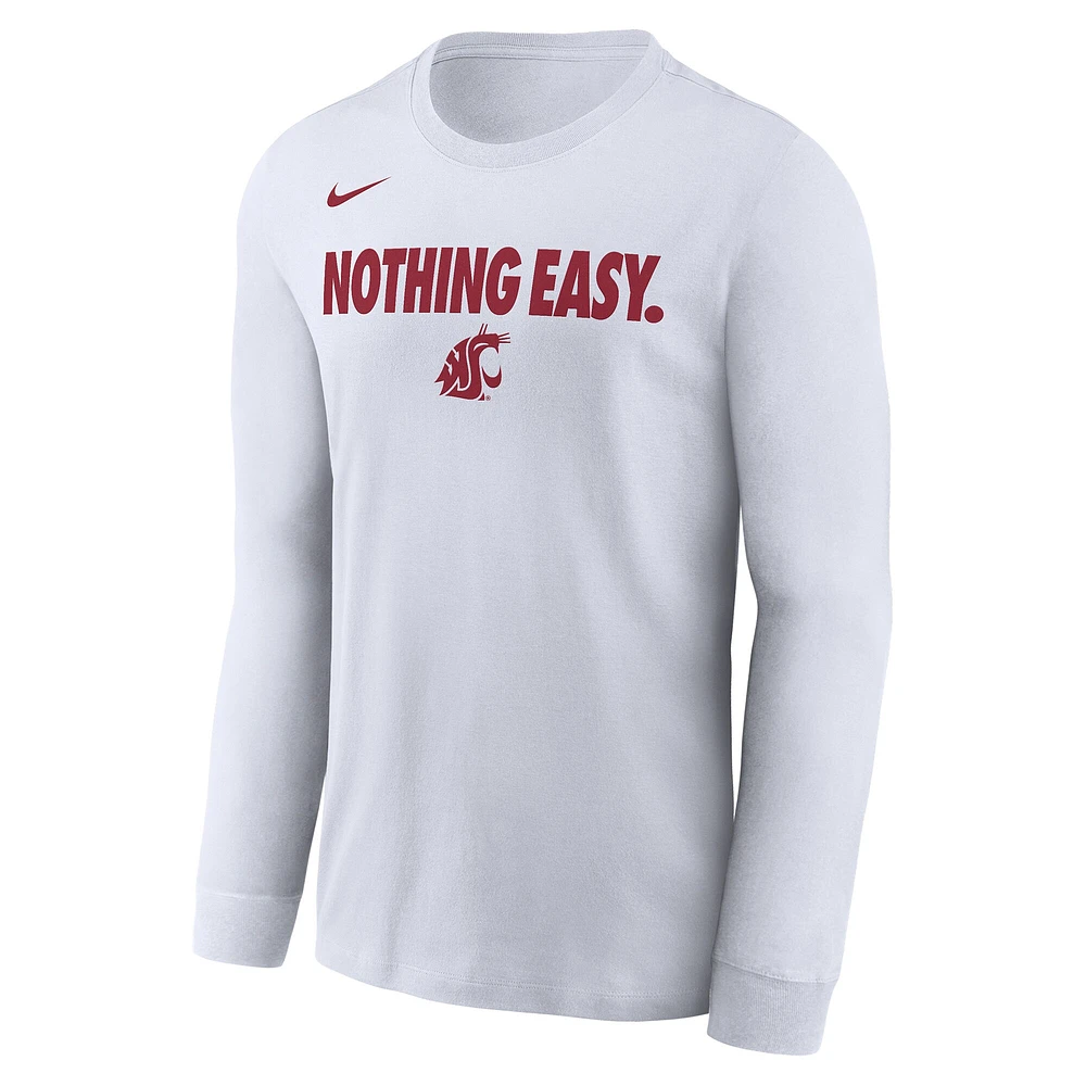 Men's Nike White Washington State Cougars 2025 On-Court Bench Long Sleeve T-Shirt