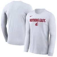 Men's Nike White Washington State Cougars 2025 On-Court Bench Long Sleeve T-Shirt