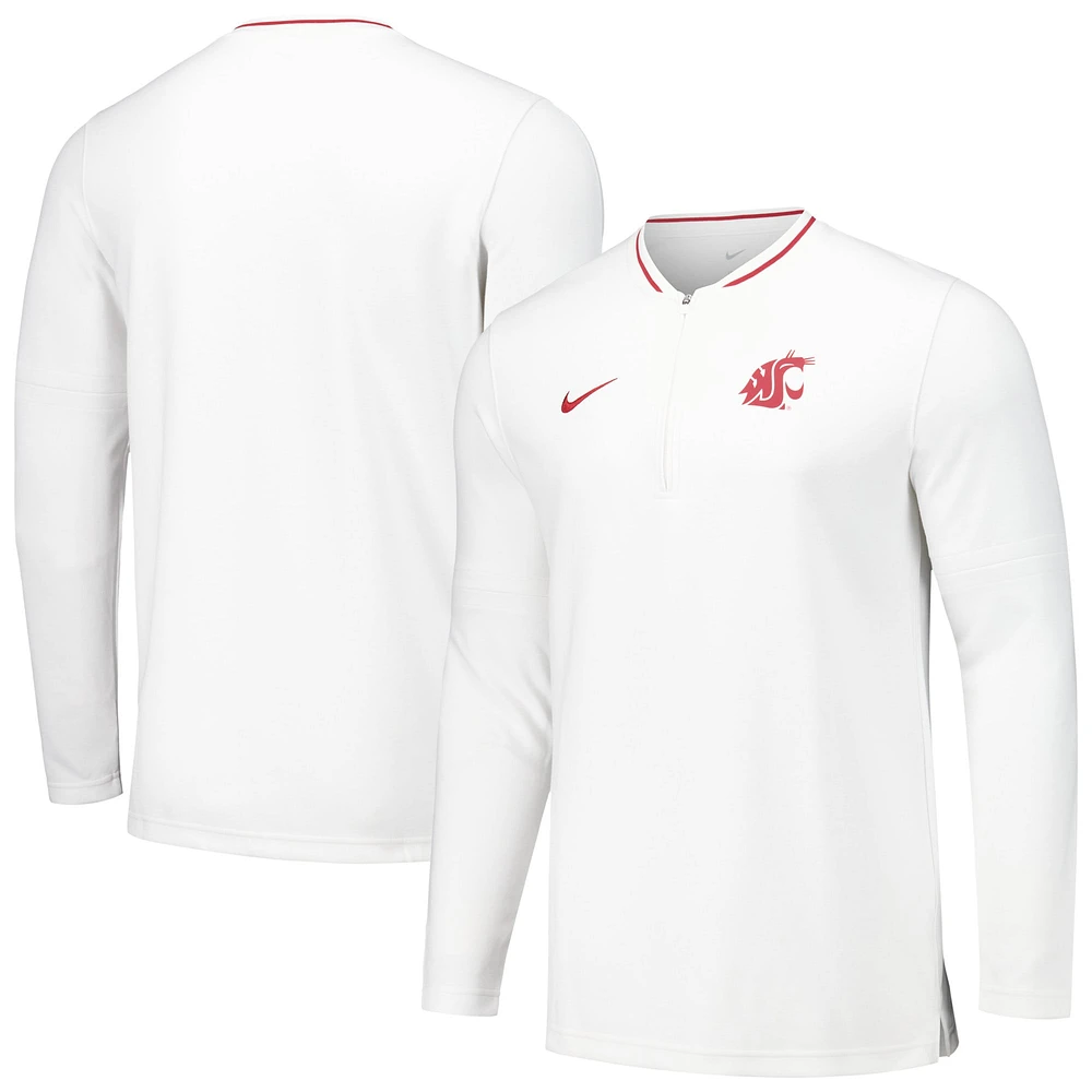 Men's Nike White Washington State Cougars Coaches Quarter-Zip Jacket