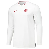 Men's Nike White Washington State Cougars Coaches Quarter-Zip Jacket