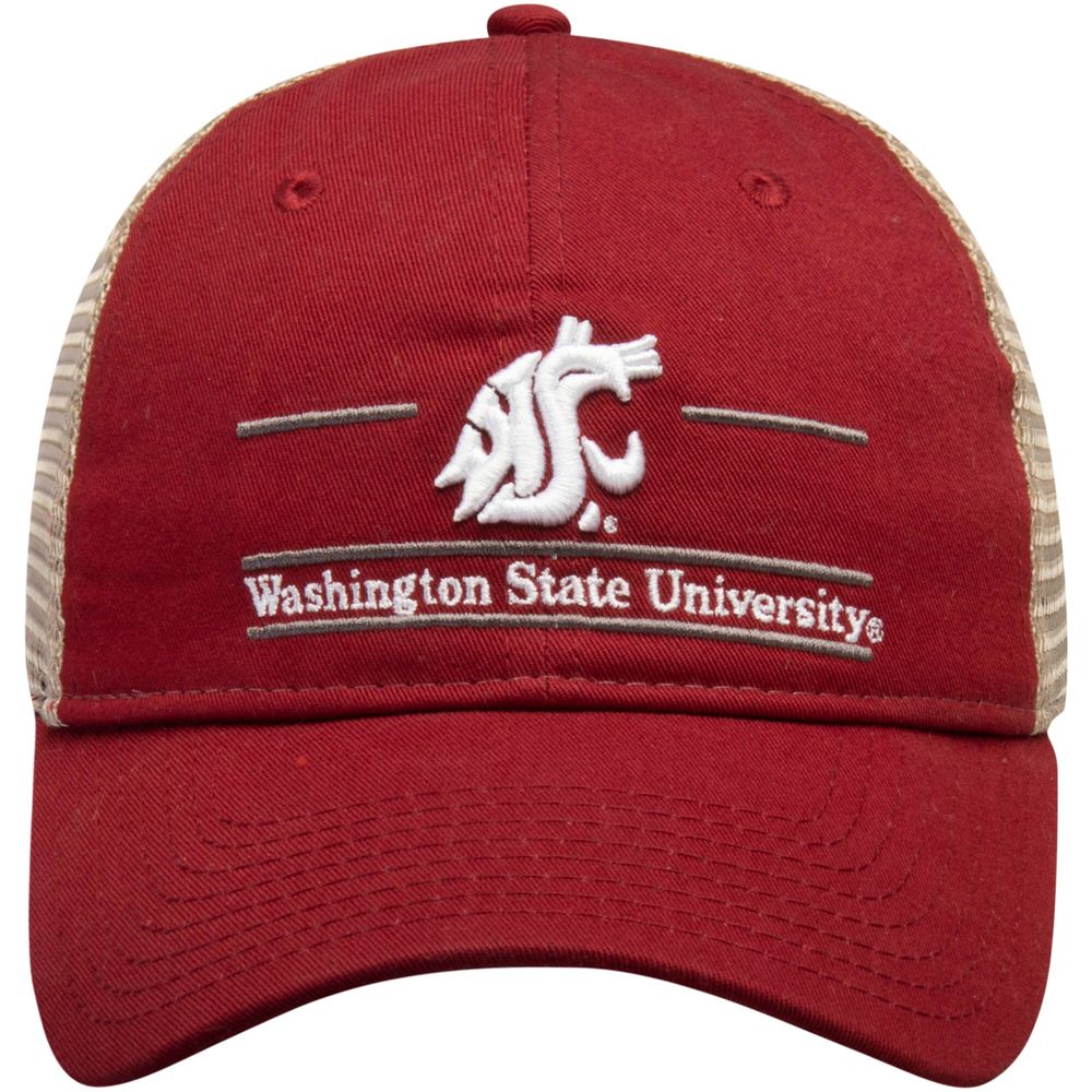 Men's The Game Crimson Washington State Cougars Split Bar Trucker Adjustable Hat