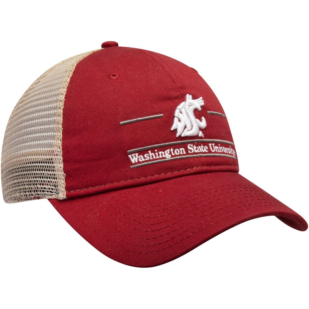 Men's The Game Crimson Washington State Cougars Split Bar Trucker Adjustable Hat