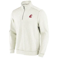 Haut à trois mélanges demi-zip Tommy Bahama pour hommes, crème, Washington State Cougars, Tobago Bay