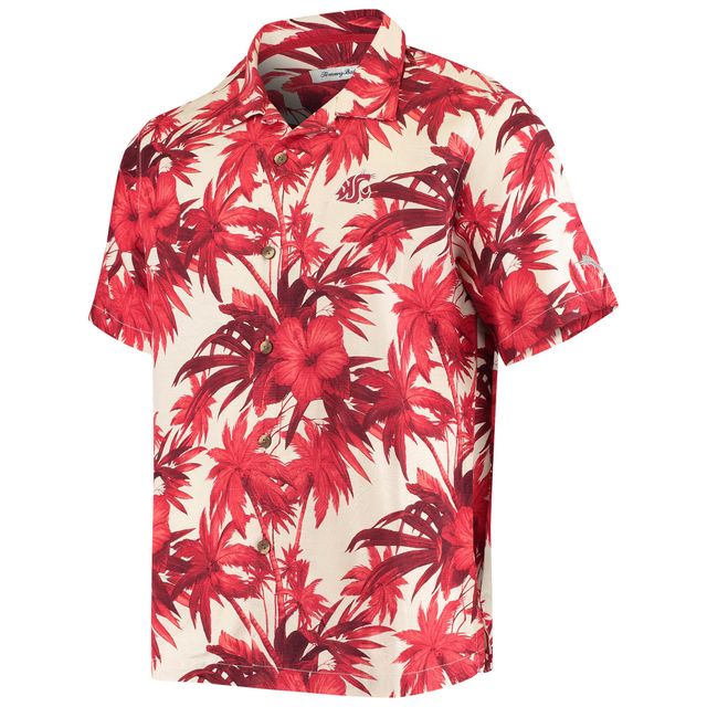 Tommy Bahama Crimson Washington State Cougars Harbor Island Hibiscus Chemise boutonnée pour homme