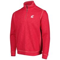 Men's Tommy Bahama Crimson Washington State Cougars Sport Tobago Bay Tri-Blend Mock Neck Half-Zip Jacket