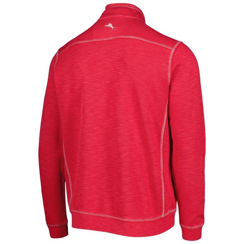 Men's Tommy Bahama Crimson Washington State Cougars Sport Tobago Bay Tri-Blend Mock Neck Half-Zip Jacket