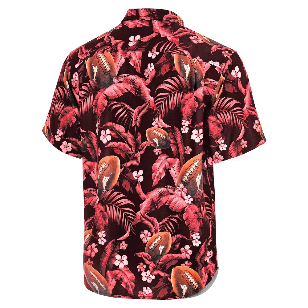 Men's Tommy Bahama Crimson Washington State Cougars Veracruz Cay First Down Blooms Button-Up Shirt