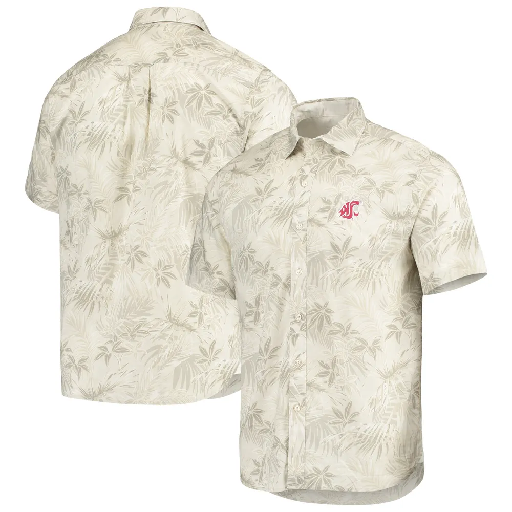 Men's Tommy Bahama Gray Cal Bears Coconut Point Frondly Fan Camp IslandZone  Button-Up Shirt