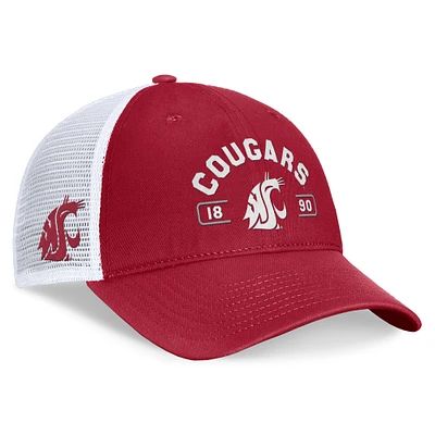 Casquette réglable pour hommes Top of the World Crimson/White Washington State Cougars Free Kick Trucker