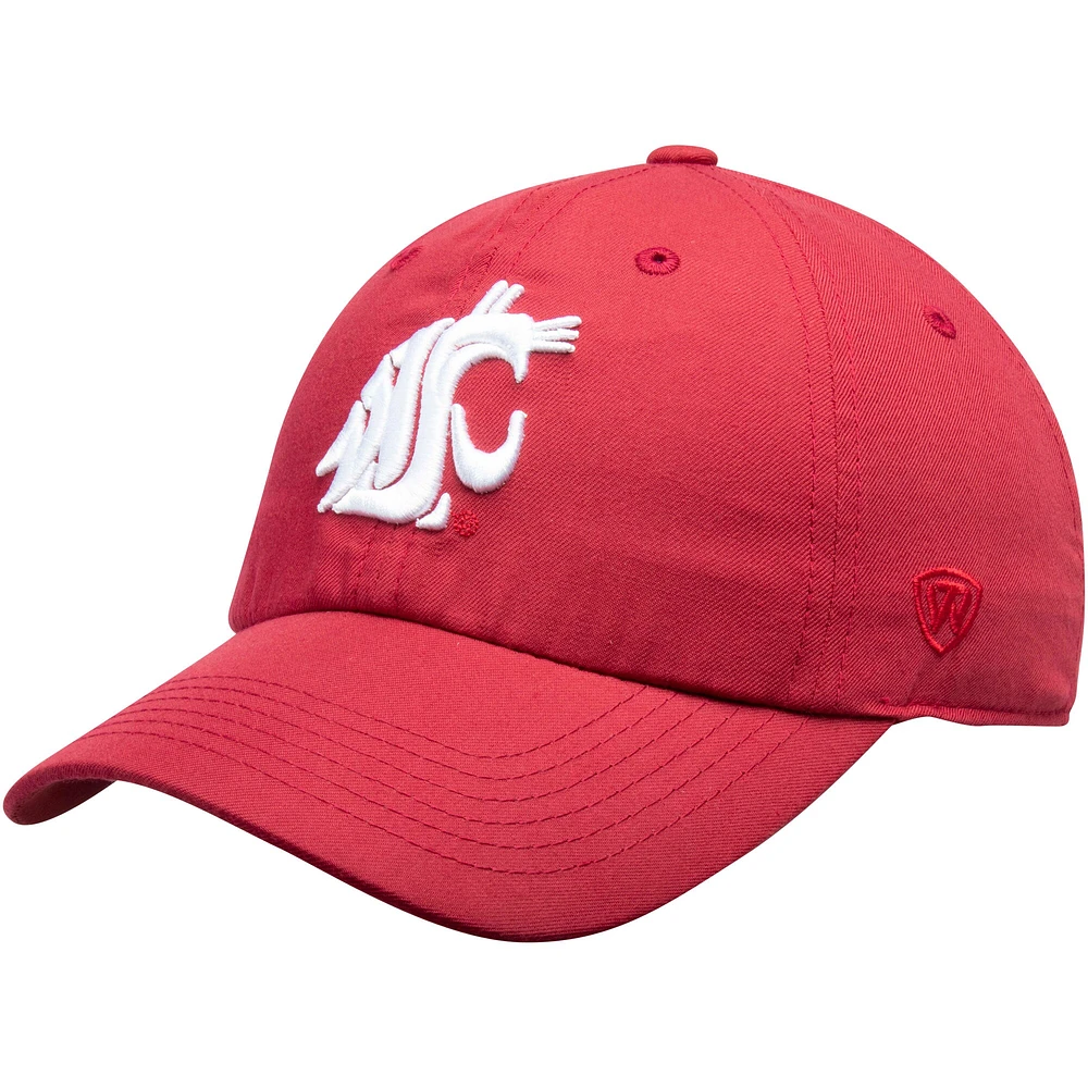 Chapeau ajustable à agrafes à logo principal des Cougars de l'État de Washington pour hommes Top of the World Crimson