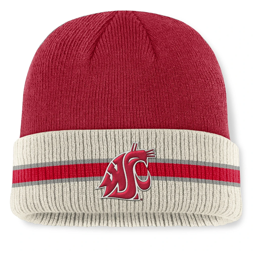 Bonnet tricoté à revers Silas pour homme Top of the World Crimson Washington State Cougars