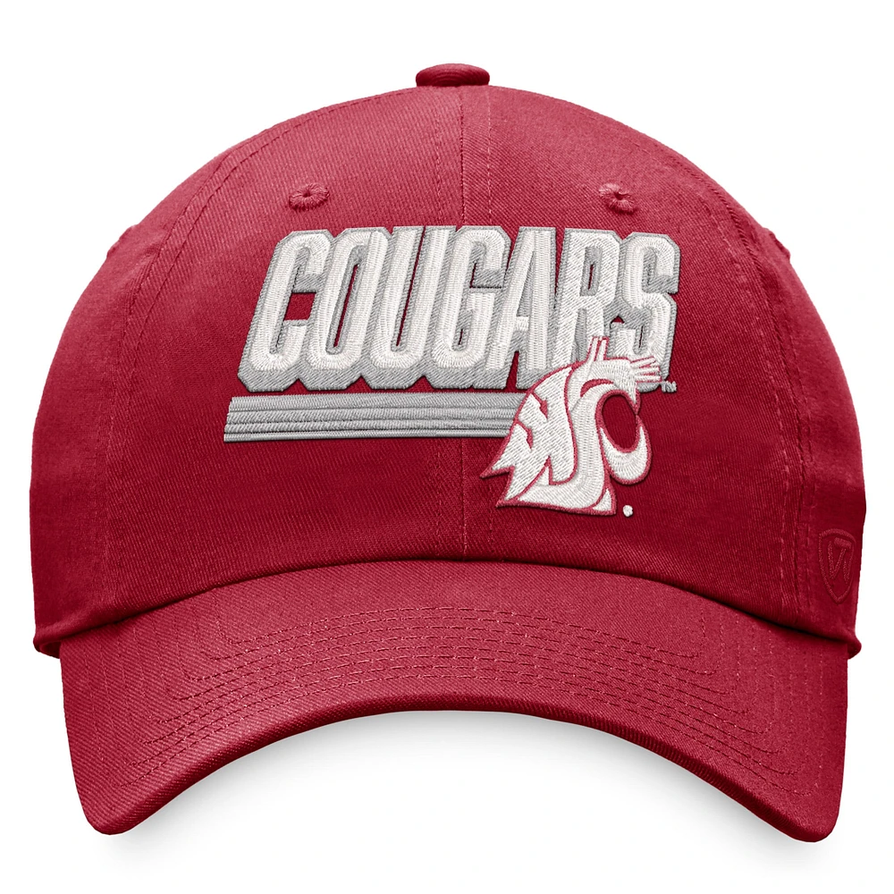 Men's Top of the World Crimson Washington State Cougars Slice Adjustable Hat