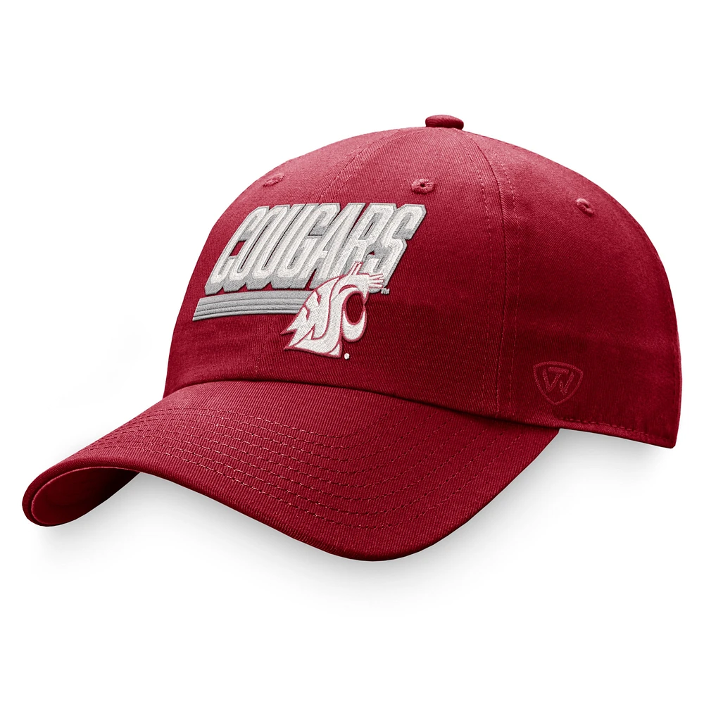 Men's Top of the World Crimson Washington State Cougars Slice Adjustable Hat