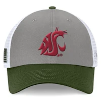 Men's Top of the World Gray/Green Washington State Cougars OHT Military Appreciation Badge Trucker Adjustable Hat