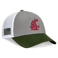 Men's Top of the World Gray/Green Washington State Cougars OHT Military Appreciation Badge Trucker Adjustable Hat