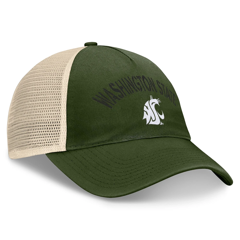 Chapeau réglable pour hommes Top of the World Hunter Green Washington State Cougars OHT Military Appréciation Glory Trucker