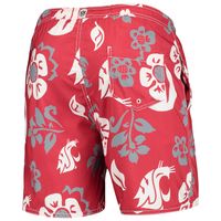 Men's Wes & Willy Crimson Washington State Cougars Floral Volley Logo Swim Trunks