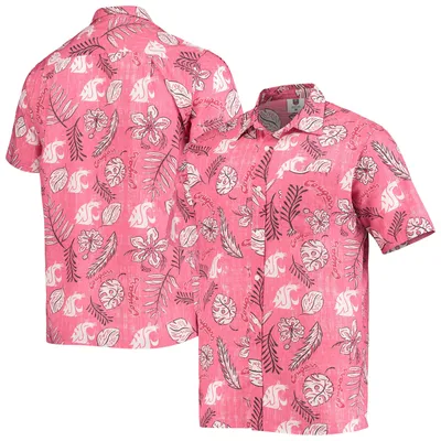 Wes & Willy Crimson Washington State Cougars Chemise boutonnée à fleurs vintage pour homme