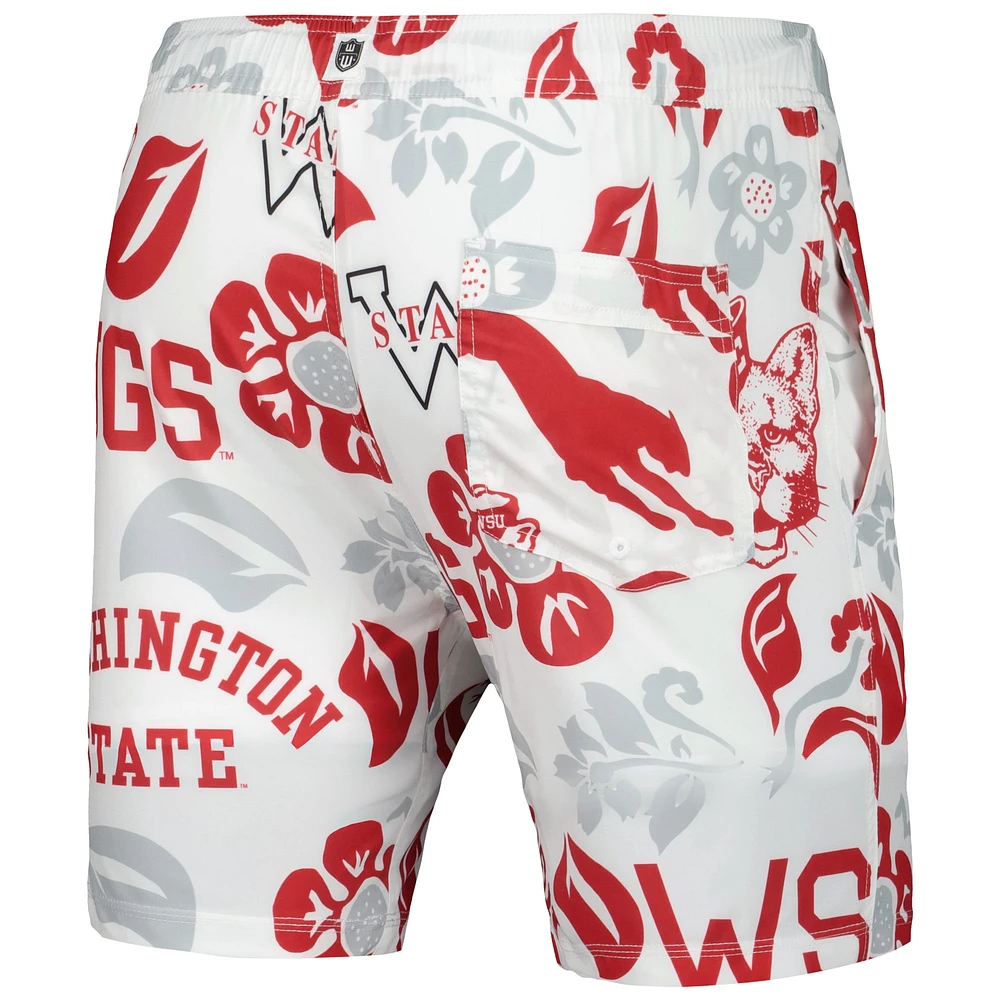 Men's Wes & Willy  White Washington State Cougars Vault Tech Swimming Trunks