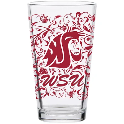 Cougars de l'État de Washington 16oz. Verre à Pinte Floral