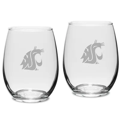 Washington State Cougars 2-Piece 15oz. Stemless Wine Glass Set