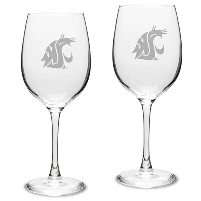 Washington State Cougars 2-Piece 16oz. Traditional White Wine Glass Set