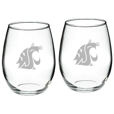 Washington State Cougars 2-Piece 21oz. Stemless Wine Glass Set