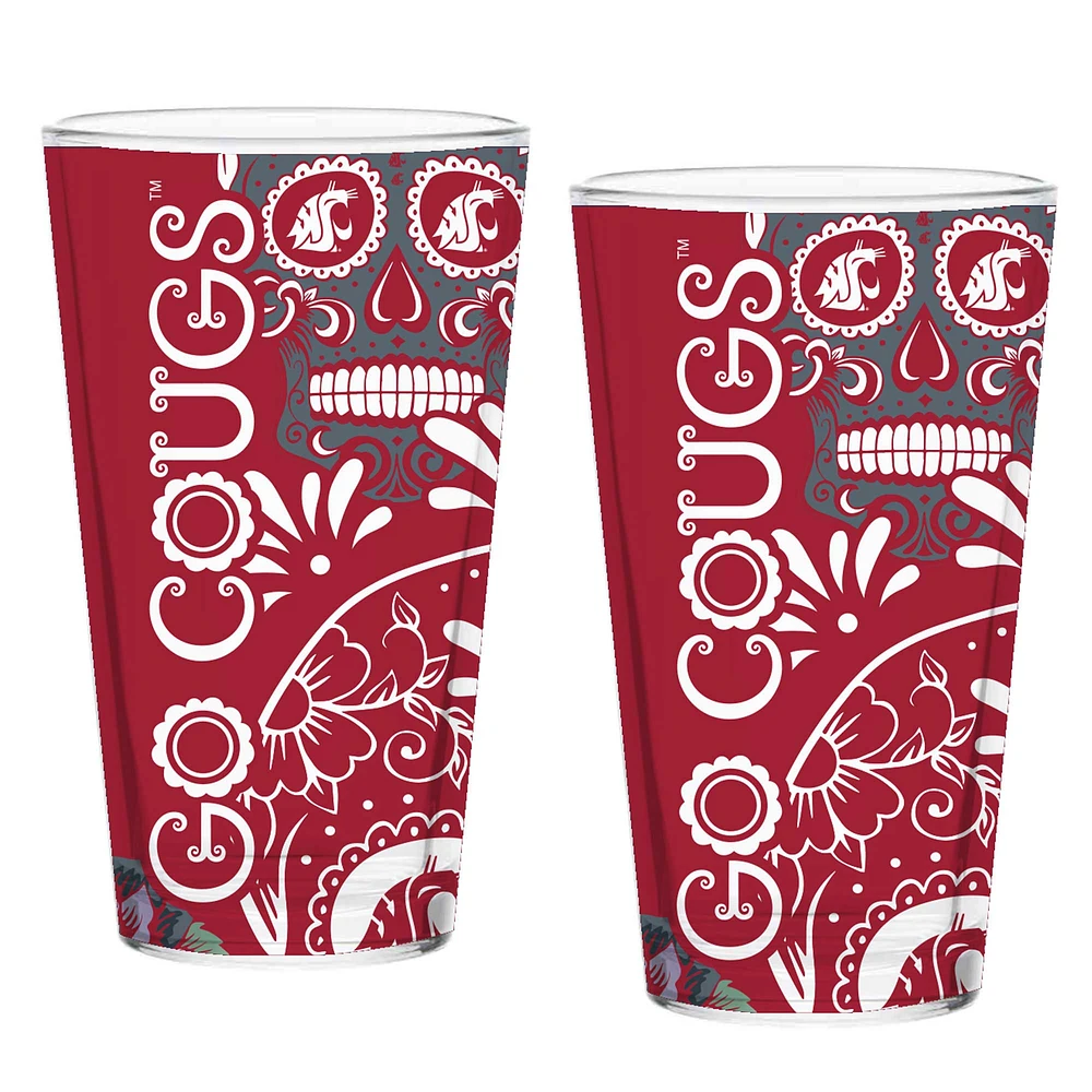 Washington State Cougars Two-Pack 16oz. Dia De Los Muertos Pint Glass Set