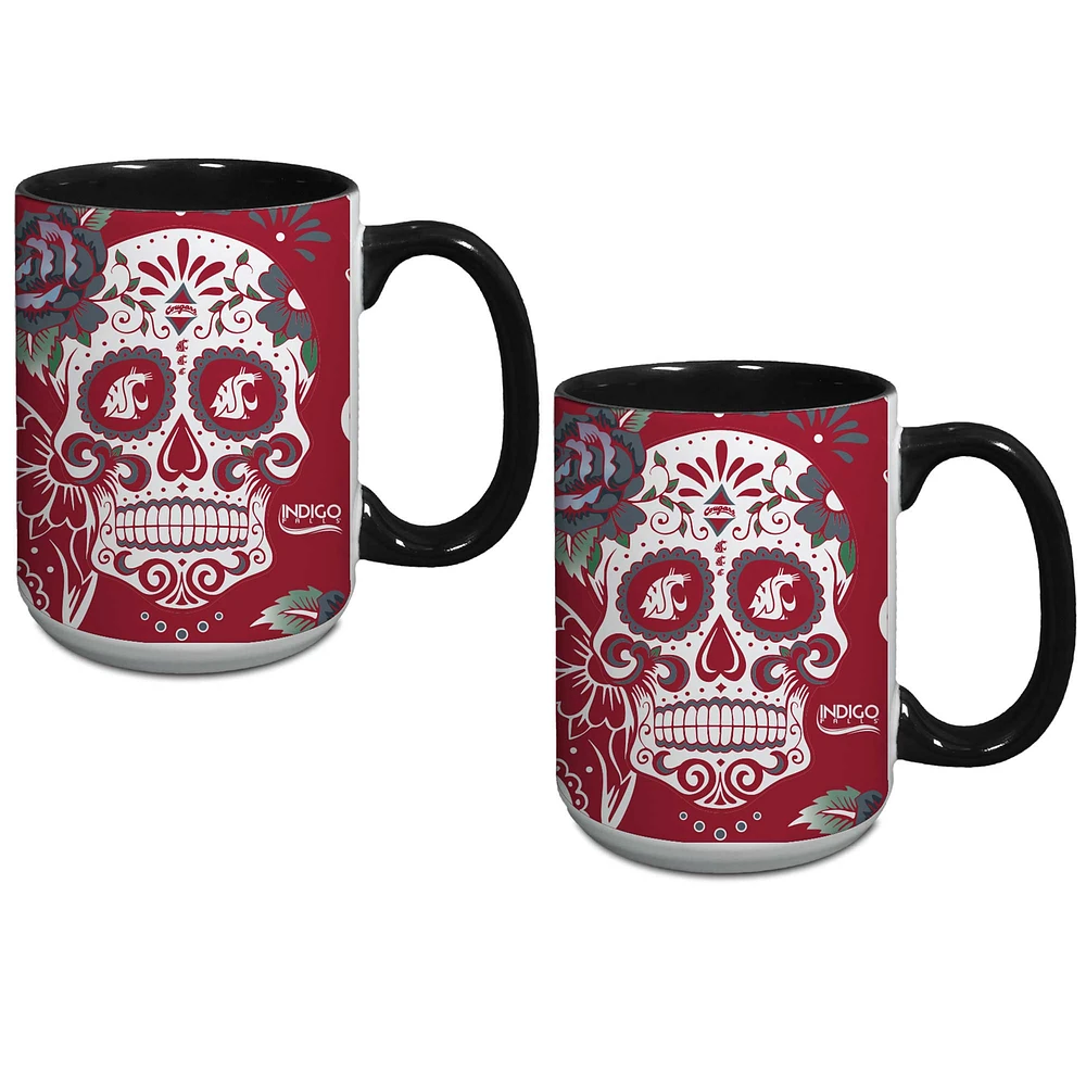 Lot de deux tasses à café Washington State Cougars « Dia De Los Muertos »