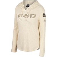 Women's Colosseum Cream Washington State Cougars OHT Military Appreciation Casey Raglan Long Sleeve Hoodie T-Shirt