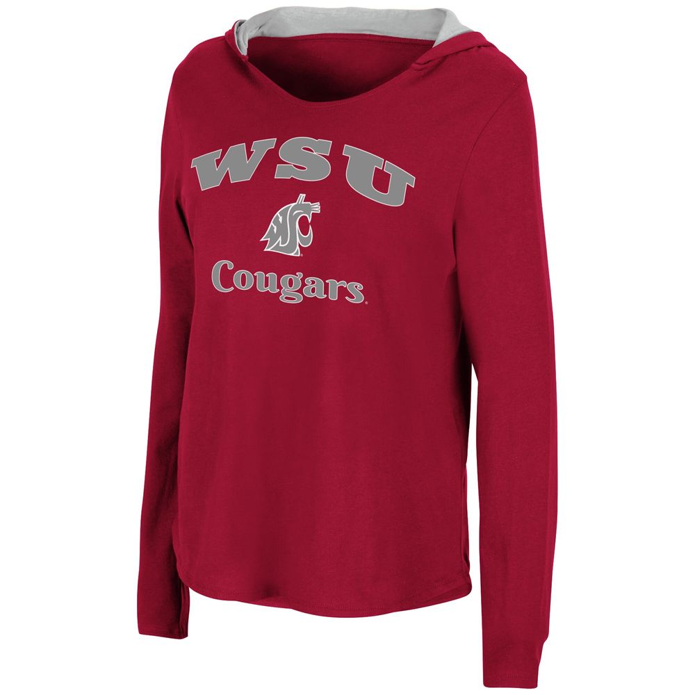 Women's Colosseum Crimson Washington State Cougars Catalina Hoodie Long Sleeve T-Shirt