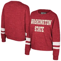 Women's Colosseum Crimson Washington State Cougars Lost City Speckle Pullover Sweatshirt